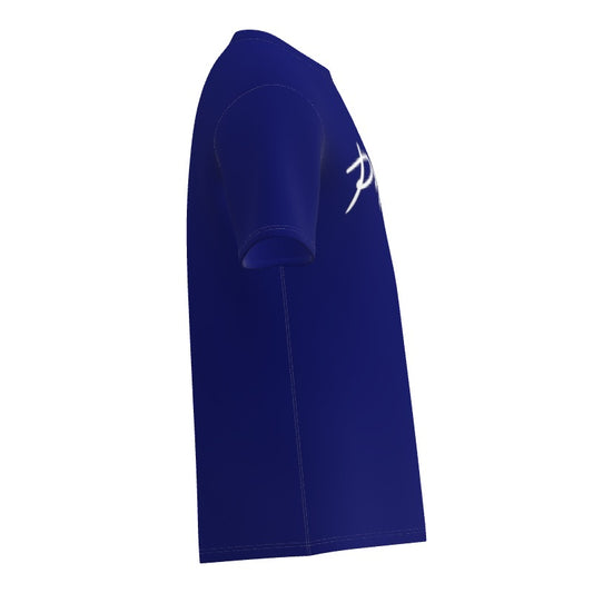 All over print cotton T-shirt white stitching